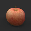 Botanical Art Illustration Of Red Apple With Stem On Black Background