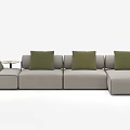 Modern Sectional Sofa In Light Gray With Green Cushions And Comfortable Design 3d model