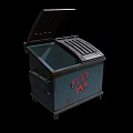 Public Blue Trash Can With Open Lid And Feed Me Text On Wheels