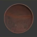 Sculptural Carving Of Red Circular Tray With Double Column Base And Decorative Clay Texture