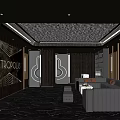 Modern Luxury KTV Interior With Black Metallic Decor Sofa Seating And Chic Lighting 3d model