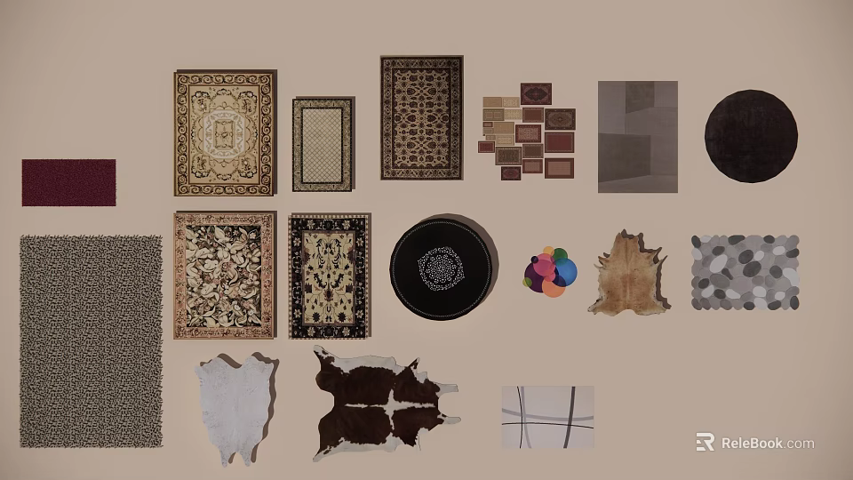 Square Rugs With Diverse Patterns And Styles For Modern Home Decor 3d model