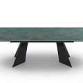Modern Green Marble Top Dining Table With Black Metal Legs Design