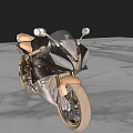 Sleek Golden And Black Sporty Motorcycle With Shiny Body And Wheels