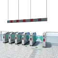 Modern Public Facility Subway Station With Turnstiles Display Screens Green Arrows And Floor Indicators