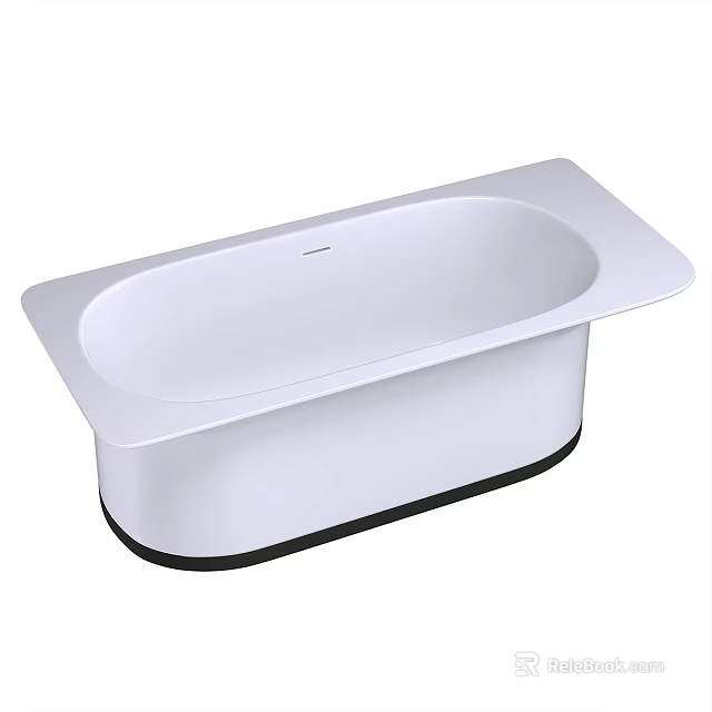 Contemporary White Freestanding Bathtub With Sleek Edges And Black Base 3d model 