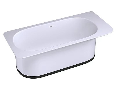 Contemporary White Freestanding Bathtub With Sleek Edges And Black Base 3d model