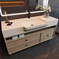 Elegant Modern Bathroom Vanity with Light Countertop Wooden Drawers LED Mirror and White Flowers