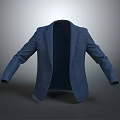 Classic Blue Men's Blazer With Tailored Fit And Open Front Design 3d model