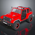 Red Off Road Car With Open Doors Black Wheels And Sporty Exterior Design