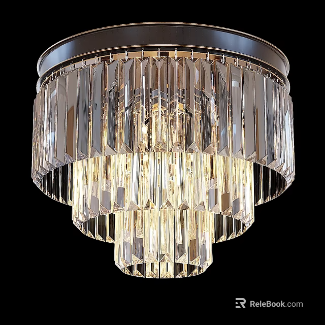 Elegant Crystal Ceiling Light With Layered Design And Bright Illumination 3d model