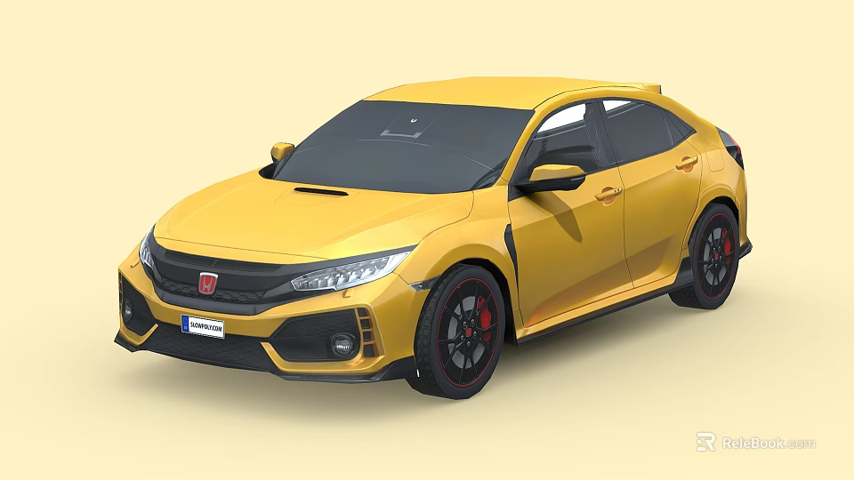 Yellow Sports Car With Sleek Body Sporty Design Black Wheels And Red Brake Calipers 3d model 