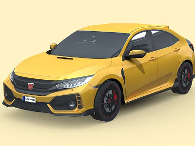 Yellow Sports Car With Sleek Body Sporty Design Black Wheels And Red Brake Calipers 3d model