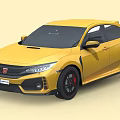 Yellow Sports Car With Sleek Body Sporty Design Black Wheels And Red Brake Calipers