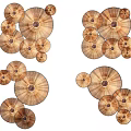 Natural Wooden Circular Wall Decor with Various Sizes and Textured Design Elements 3d model