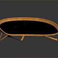 Curved Furniture Cushion With Orange Frame And Dark Diamond Textured Surface On Stand