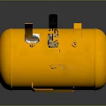 Yellow Gas Cylinder with Pressure Gauge Black Nozzle and Blue Valve