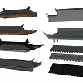 Ancient Architecture Traditional Tile Roofs With Various Curved Eaves And Styles 3d model