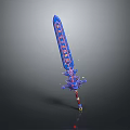 Decorative Sword with Blue Blade and Red Intricate Patterns Ornate Hilt Design for Fantasy Gaming Collection 3d model