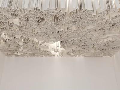 Artistic White Ceiling Decoration For Interior With Layered 3D Details 3d model