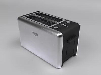 Modern Stainless Steel Toaster With Black Accents And Control Buttons For Kitchen 3d model