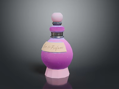 Pink Perfume Bottle With Eau de Parfum Label And Round Top Design 3d model