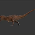 Tyrannosaurus Rex Dinosaur 3D Model With Open Mouth And Striped Brown Skin