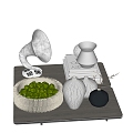 Modern Ornaments Combination Book Vase Horn Fruit Plate 3d model