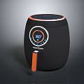 Modern Black Kitchen Air Fryer With 180 Degree Digital Display And Orange Handle