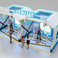 People Using Interactive Sports Equipment With Digital Screens In Modern Exhibition Area