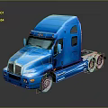 Blue Semi Truck With Shiny Exterior Modern Cab Design And Reflective Surface Front Grille