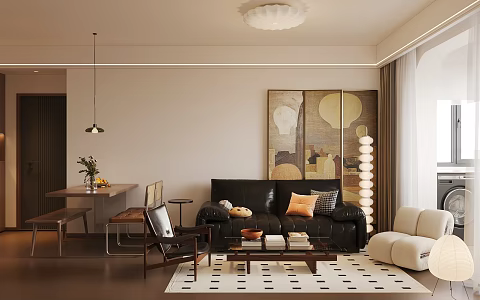 Middle-ancient style guest restaurant large flat-level guest restaurant sofa coffee table combination Middle-ancient style dining table and chair Middle-ancient style leisure chair single chair Middle-ancient style floor lamp 3d model