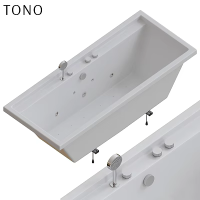 White Bathtub With Massage Jets Modern Faucet Drain And Elegant Design 3d model