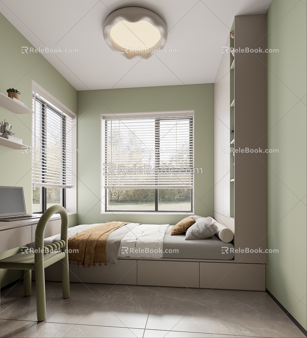 Modern Tatami Bedroom Bare Top 3d model