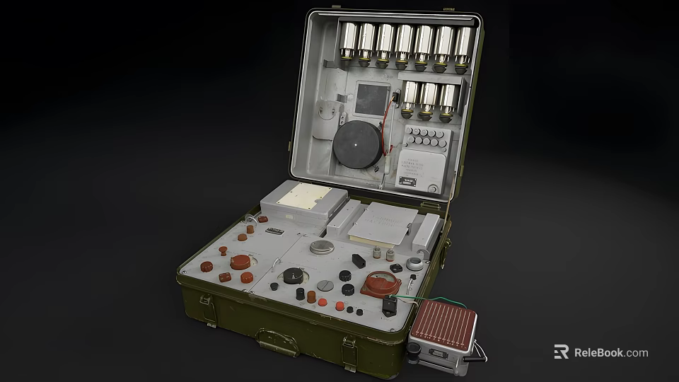 Portable Industrial Equipment Case With Multiple Detection Instruments And Control Knobs 3d model 