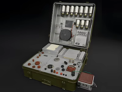 Portable Industrial Equipment Case With Multiple Detection Instruments And Control Knobs 3d model