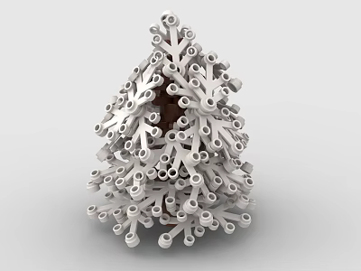 White Building Blocks Crafted Into Christmas Tree Shaped Decorative Creative Structure 3d model