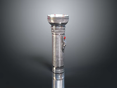 Metal Flashlight With Ergonomic Grip And Red Button Design For Daily Household Use 3d model