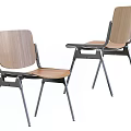 Modern Minimalist Dining Chairs With Wooden Backrest Seat And Metal Frame