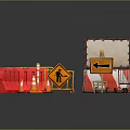 Commercial Equipment For Road Safety With Traffic Cones Barriers Warning Signs Guardrails And Directional Arrows