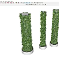 Green Ivy Vines Covered Decorative Columns With Lush Foliage And Vertical Garden Design