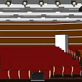 School Auditorium Interior Design With Red Seats Stage And Large Projection Screen