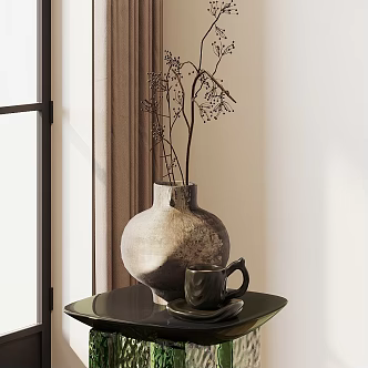 Potted Floor-standing Flower-arranging Dried Flower Dead Tree Branches Dried Flower Art Desktop Plant Coffee Cup Bionic Flower Fake Flower Eternal Flower 3d model
