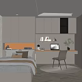 Modern Tatami Bedroom Interior Design With Tatami Bed Built-in Desk Chair And Wardrobe