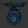 Blue Drone Featuring Four Propellers And Cylindrical Container With Blue Yellow Stripes