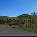 Detached Villa With Brick Exterior Large Windows And Lawn Patio With Lounge Chairs
