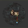 3D Character Model With Wooden Staff Blue Orb Fur Trimmed Clothing On Circular Stone Platform