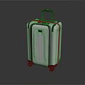 Silver Modern Suitcase With Blue Trim And Rolling Wheels For Travel