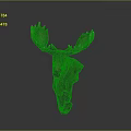 Moose Head Sculpture Displayed Against Dark Background With Detailed Features 3d model