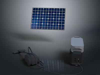 Portable Laptop Solar Charging System With Panel And Power Cable 3d model